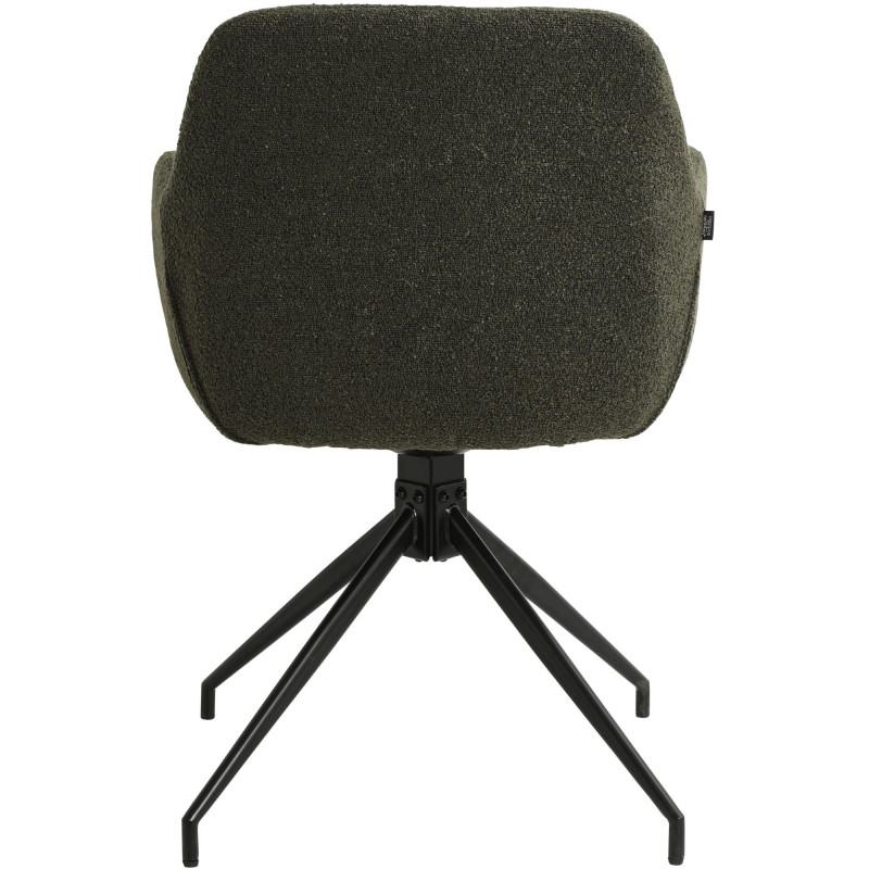 Fauteuil de table bouclette pivotant Tissu Vert foncé Bouclé Métal Noir Teddy - 6