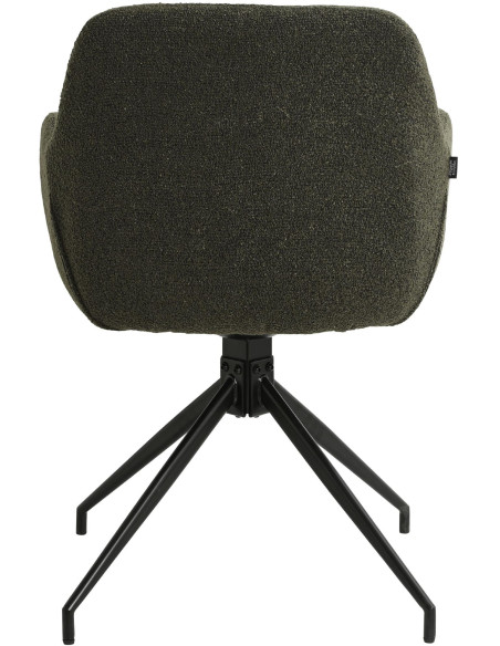 Fauteuil de table bouclette pivotant Tissu Vert foncé Bouclé Métal Noir Teddy - 6