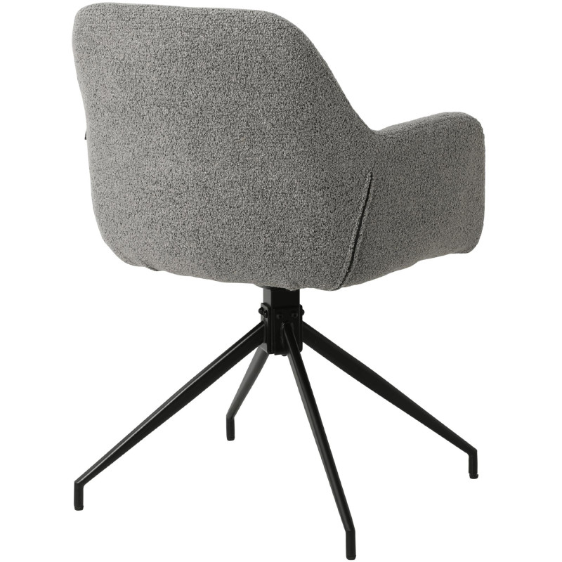 Fauteuil de table bouclette pivotant Tissu Gris Bouclé Métal Noir Teddy - 5
