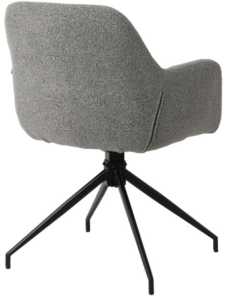 Fauteuil de table bouclette pivotant Tissu Gris Bouclé Métal Noir Teddy - 5