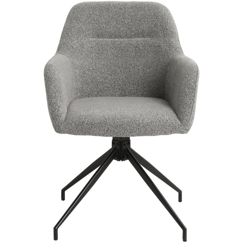 Fauteuil de table bouclette pivotant Tissu Gris Bouclé Métal Noir Teddy - 2
