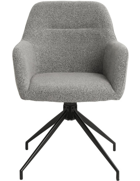 Fauteuil de table bouclette pivotant Tissu Gris Bouclé Métal Noir Teddy - 2