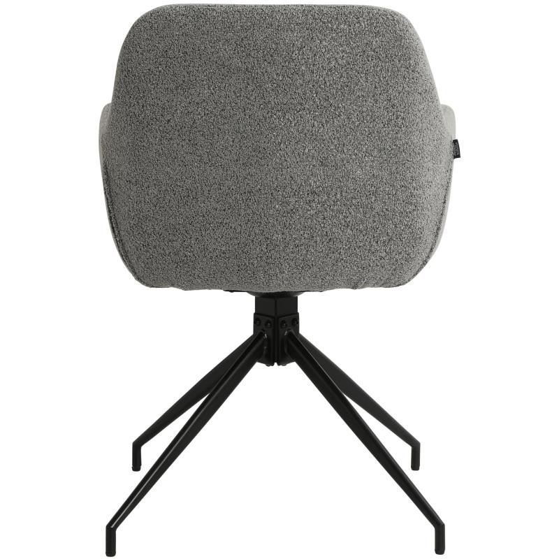 Fauteuil de table bouclette pivotant Tissu Gris Bouclé Métal Noir Teddy - 4