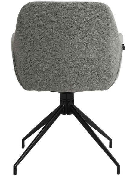 Fauteuil de table bouclette pivotant Tissu Gris Bouclé Métal Noir Teddy - 4