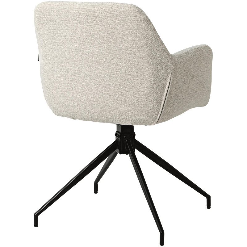 Fauteuil de table bouclette pivotant Tissu Blanc crème Bouclé Métal Noir Teddy - 2