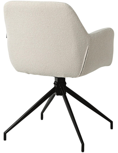 Fauteuil de table bouclette pivotant Tissu Blanc crème Bouclé Métal Noir Teddy - 2