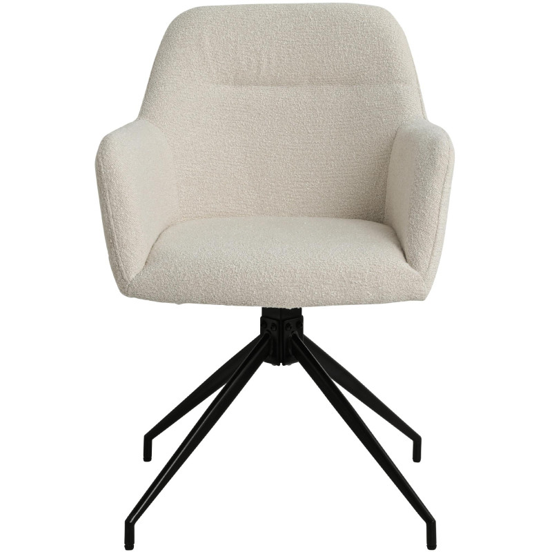 Fauteuil de table bouclette pivotant Tissu Blanc crème Bouclé Métal Noir Teddy - 4