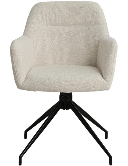 Fauteuil de table bouclette pivotant Tissu Blanc crème Bouclé Métal Noir Teddy - 4