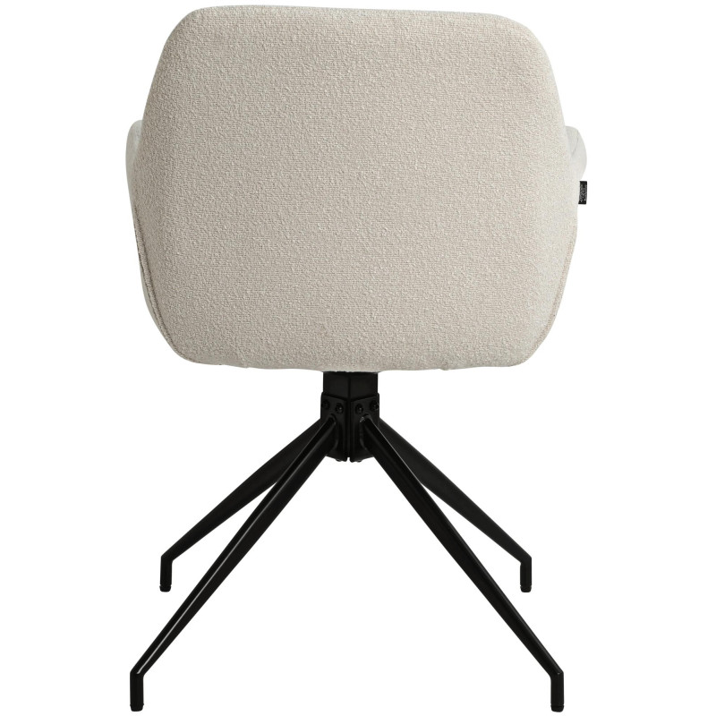 Fauteuil de table bouclette pivotant Tissu Blanc crème Bouclé Métal Noir Teddy - 5