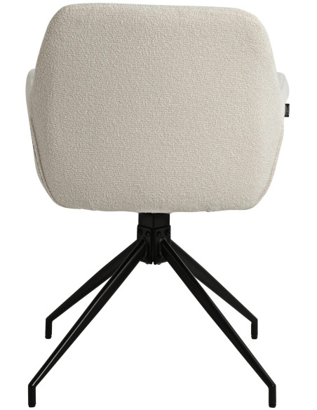 Fauteuil de table bouclette pivotant Tissu Blanc crème Bouclé Métal Noir Teddy - 5