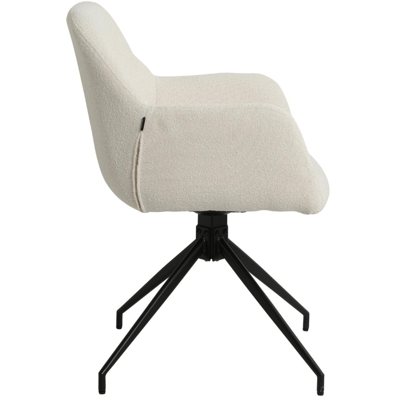 Fauteuil de table bouclette pivotant Tissu Blanc crème Bouclé Métal Noir Teddy - 6