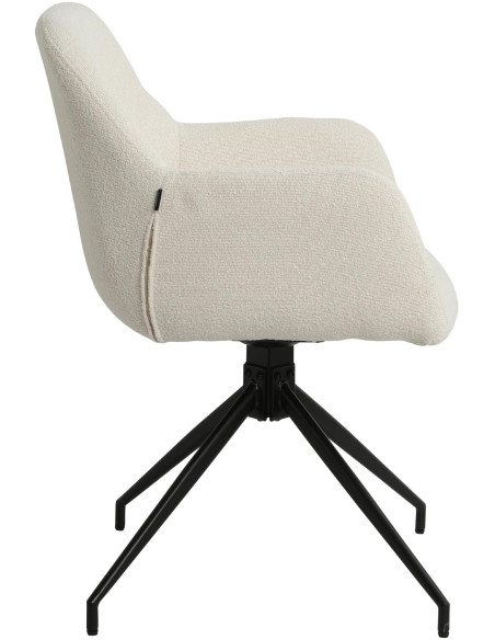 Fauteuil de table bouclette pivotant Tissu Blanc crème Bouclé Métal Noir Teddy - 6