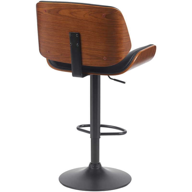 Tabouret de bar mid-century moderne Polyuréthane Noir Bois Marron noyer Elios - 2