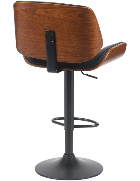 Tabouret de bar mid-century moderne Polyuréthane Noir Bois Marron noyer Elios - 2