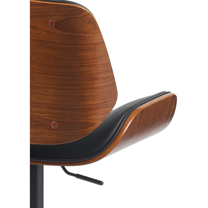 Tabouret de bar mid-century moderne Polyuréthane Noir Bois Marron noyer Elios - 3