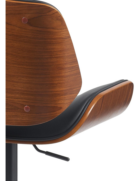 Tabouret de bar mid-century moderne Polyuréthane Noir Bois Marron noyer Elios - 3