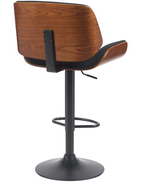 Tabouret de bar mid-century moderne Tissu Noir Bois Marron noyer Elios - 2