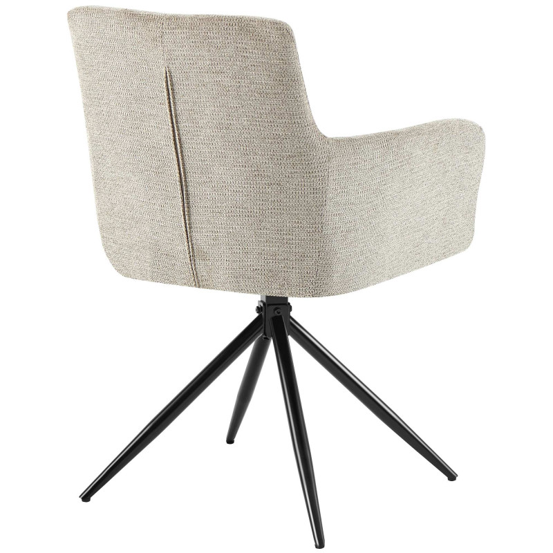 Fauteuil de table pivotant Tissu Taupe Matelassé Métal Noir Mat Milon - 4