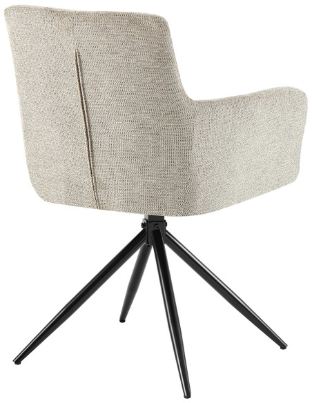 Fauteuil de table pivotant Tissu Taupe Matelassé Métal Noir Mat Milon - 4