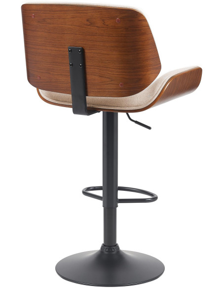 Tabouret de bar mid-century moderne Tissu Blanc crème Bois Marron noyer Elios - 2