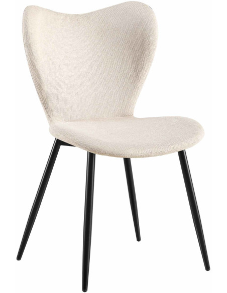 Chaise scandinave moderne Papillon Tissu Blanc crème Métal Noir Mat Jaleny - 1