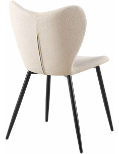 Chaise scandinave moderne Papillon Tissu Blanc crème Métal Noir Mat Jaleny - 2