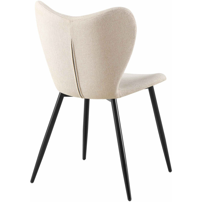 Chaise scandinave moderne Papillon Tissu Blanc crème Métal Noir Mat Jaleny - 2
