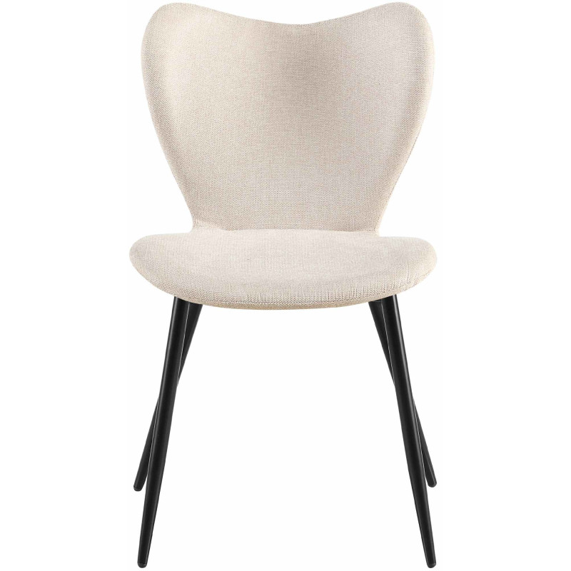 Chaise scandinave moderne Papillon Tissu Blanc crème Métal Noir Mat Jaleny - 3