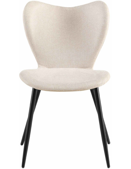 Chaise scandinave moderne Papillon Tissu Blanc crème Métal Noir Mat Jaleny - 3