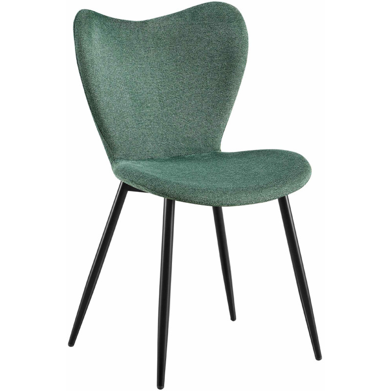 Chaise scandinave moderne Papillon Tissu Vert Métal Noir Mat Jaleny - 1