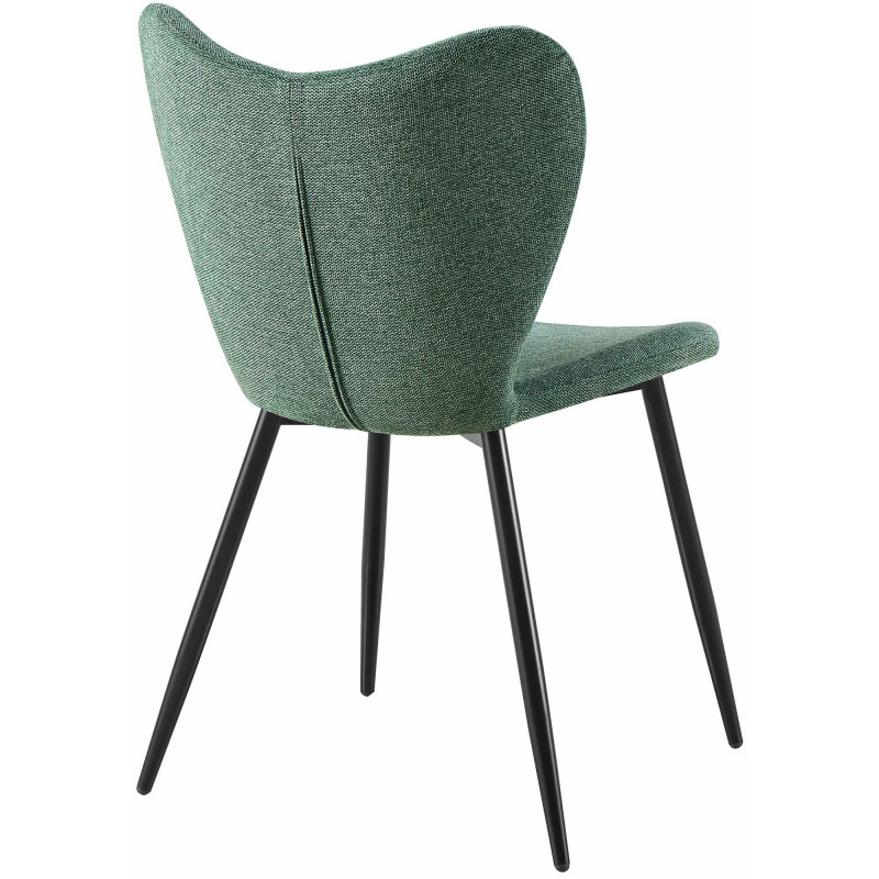 Chaise scandinave moderne Papillon Tissu Vert Métal Noir Mat Jaleny - 2