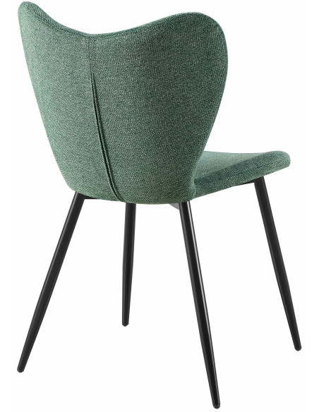 Chaise scandinave moderne Papillon Tissu Vert Métal Noir Mat Jaleny - 2