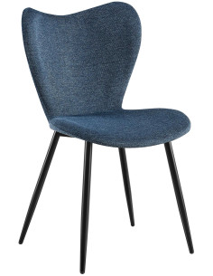 Chaise scandinave moderne Papillon Tissu Bleu Métal Noir Mat Jaleny - 1