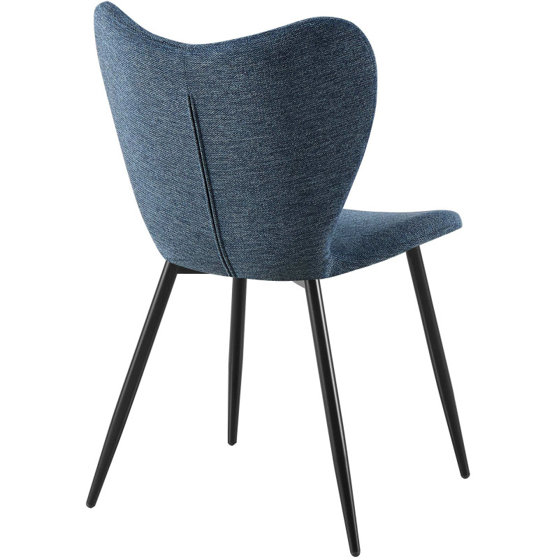 Chaise scandinave moderne Papillon Tissu Bleu Métal Noir Mat Jaleny - 2