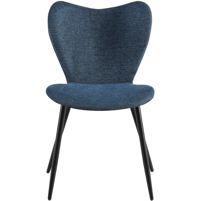 Chaise scandinave moderne Papillon Tissu Bleu Métal Noir Mat Jaleny - 3