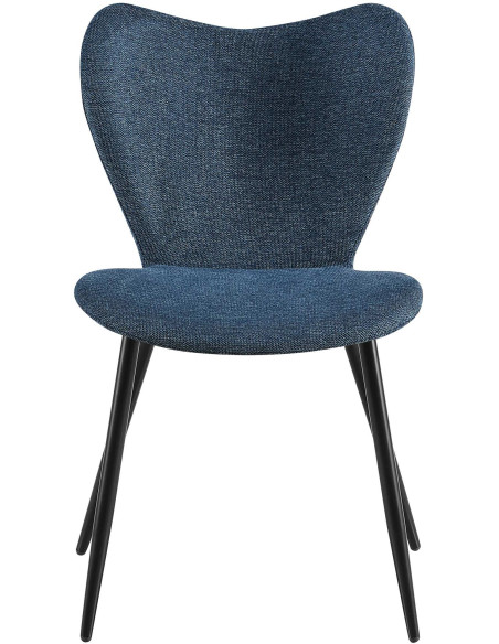 Chaise scandinave moderne Papillon Tissu Bleu Métal Noir Mat Jaleny - 3