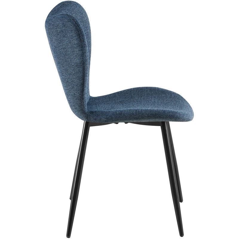 Chaise scandinave moderne Papillon Tissu Bleu Métal Noir Mat Jaleny - 4