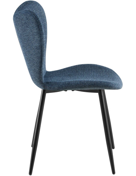 Chaise scandinave moderne Papillon Tissu Bleu Métal Noir Mat Jaleny - 4