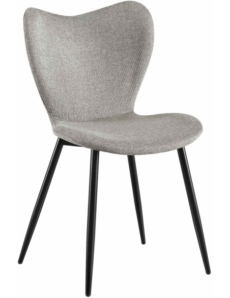 Chaise scandinave moderne Papillon Tissu Gris Métal Noir Mat Jaleny - 1