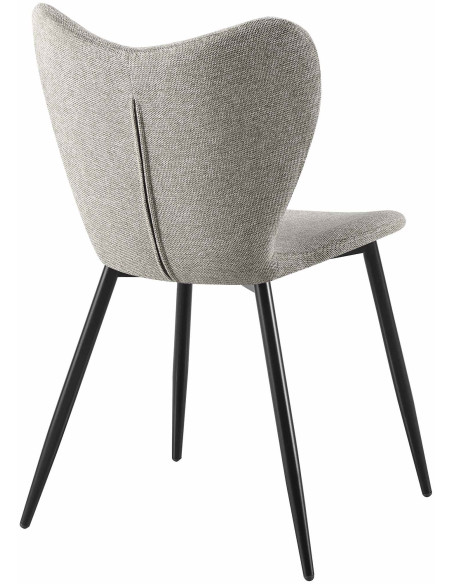 Chaise scandinave moderne Papillon Tissu Gris Métal Noir Mat Jaleny - 2