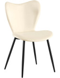 Chaise scandinave moderne Papillon Velours Blanc crème Métal Noir Mat Jaleny