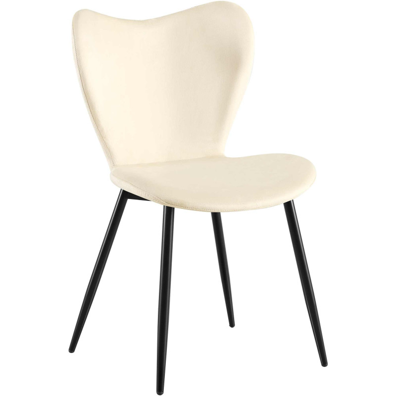Chaise scandinave moderne Papillon Velours Blanc crème Métal Noir Mat Jaleny - 1