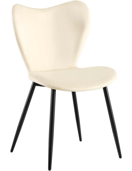 Chaise scandinave moderne Papillon Velours Blanc crème Métal Noir Mat Jaleny - 1