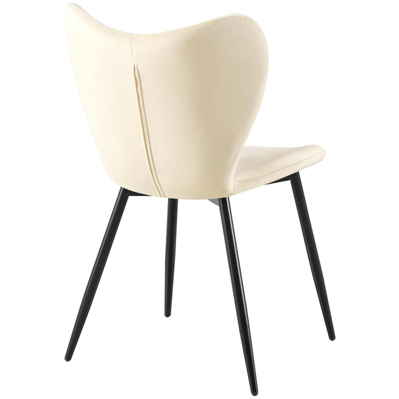 Chaise scandinave moderne Papillon Velours Blanc crème Métal Noir Mat Jaleny - 2