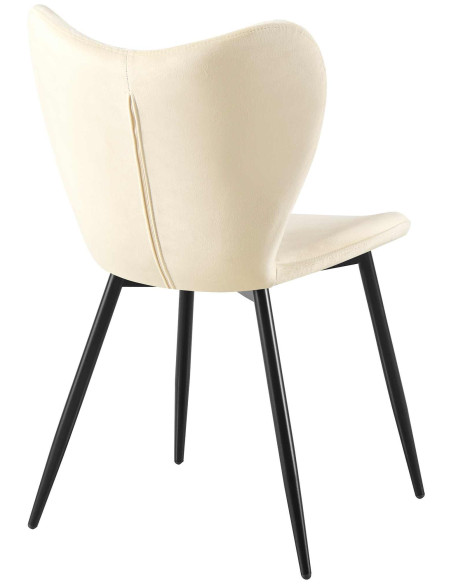 Chaise scandinave moderne Papillon Velours Blanc crème Métal Noir Mat Jaleny - 2