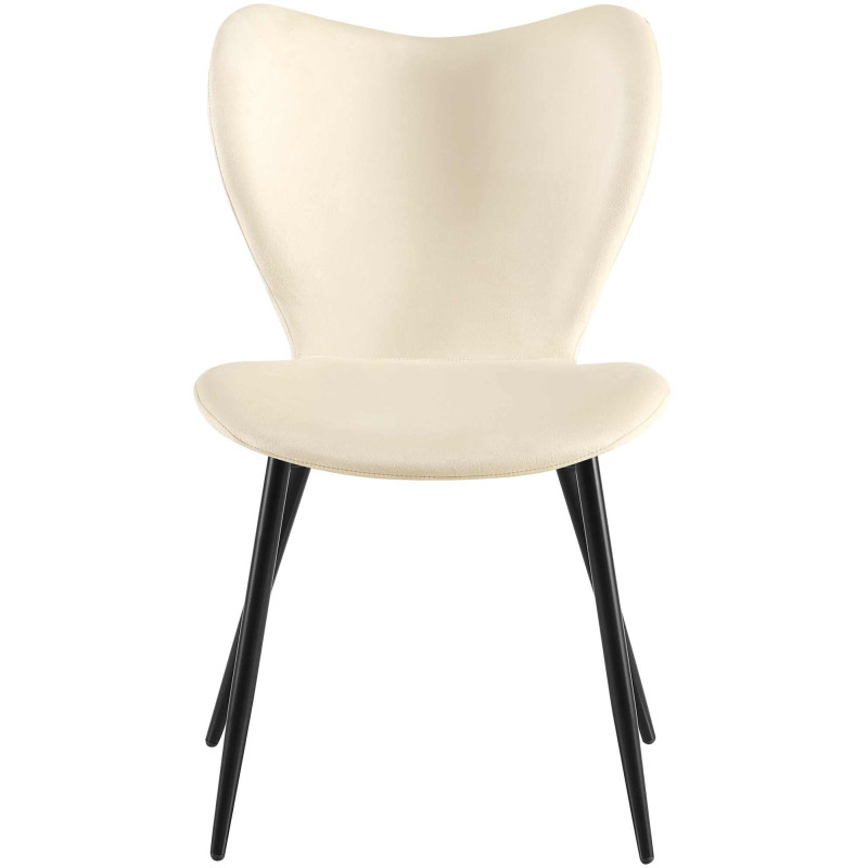 Chaise scandinave moderne Papillon Velours Blanc crème Métal Noir Mat Jaleny - 3