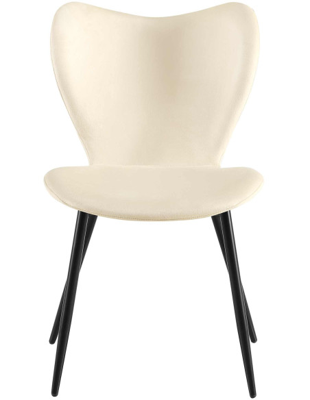 Chaise scandinave moderne Papillon Velours Blanc crème Métal Noir Mat Jaleny - 3
