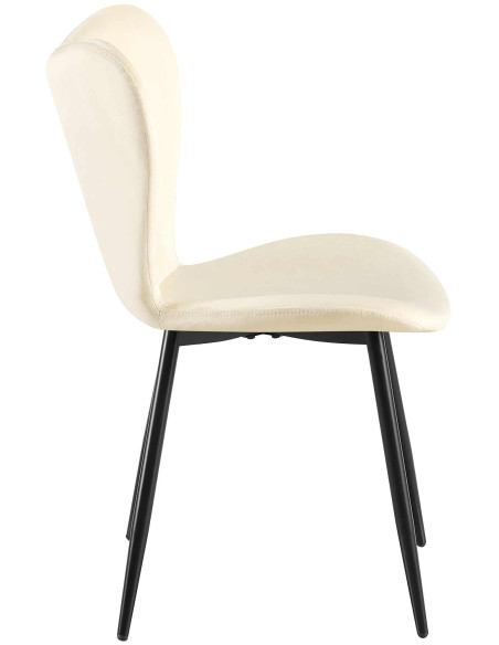 Chaise scandinave moderne Papillon Velours Blanc crème Métal Noir Mat Jaleny - 4