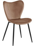 Chaise scandinave moderne Papillon Velours Marron Métal Noir Mat Jaleny