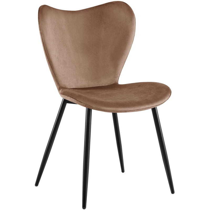 Chaise scandinave moderne Papillon Velours Marron Métal Noir Mat Jaleny - 1